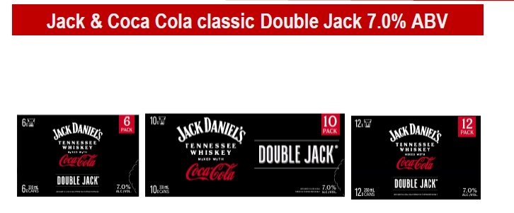 . Jack Daniels Double Jack & Coke 7% 12 Pack 250ml Can  (New) (Due January)