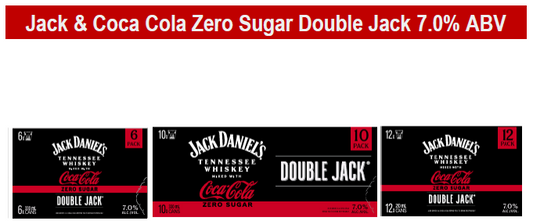 . Jack Daniels Double Jack & Zero Coke  7% 6 Pack 330ml Can  (New) (Due January)