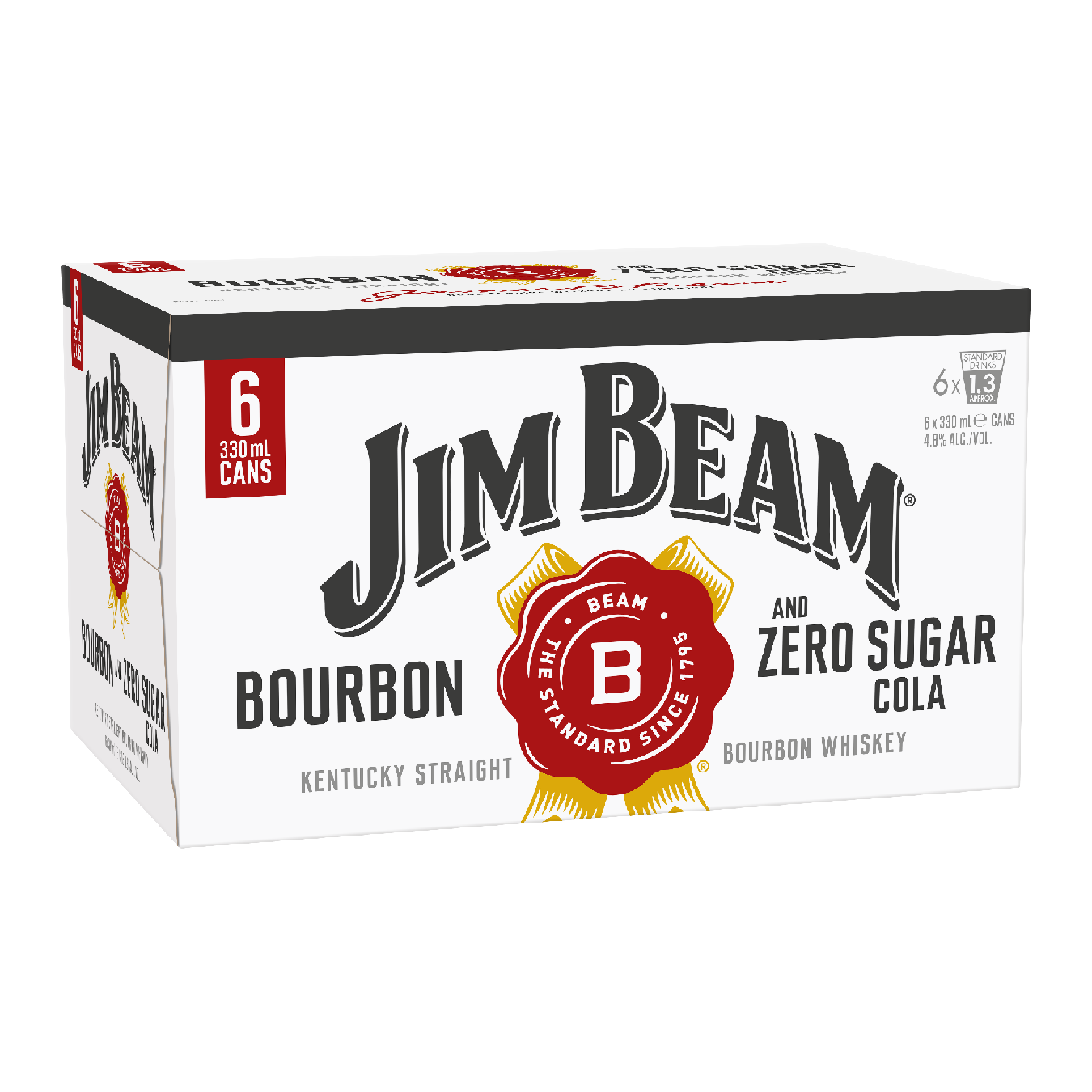 Jim Beam Cola 4.8% SUGAR FREE 6 Pack 330mL Cans  (HO-BS)