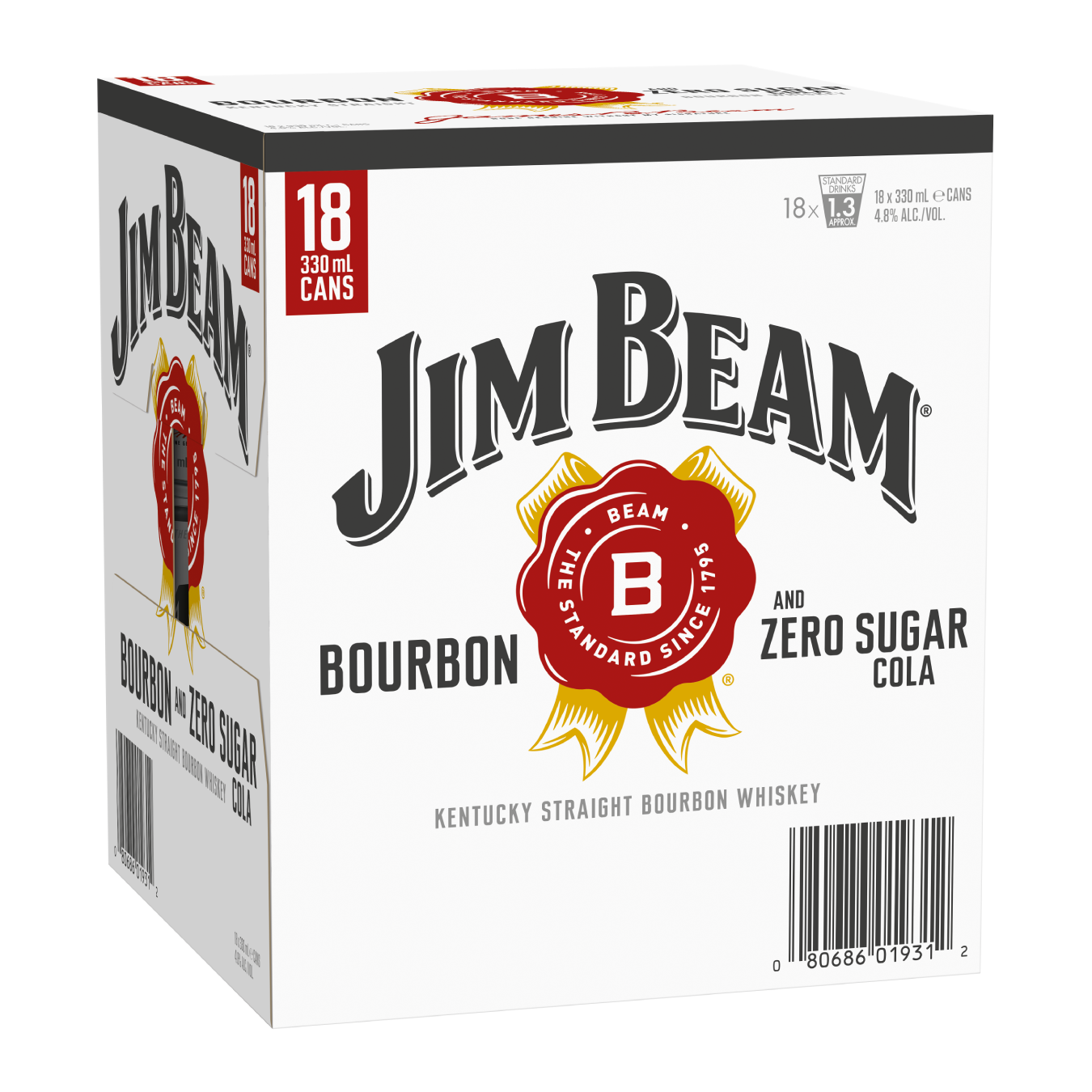 Jim Beam Cola SUGAR FREE 4.8% 18 Pack 330mL Cans