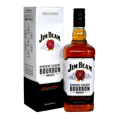 Jim Beam Bourbon 1 Litre with Gift Box (New) (2 for $95.00) (HO-BS)
