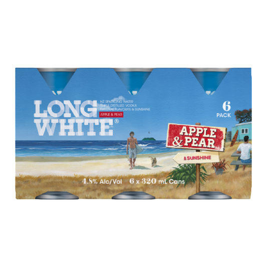 Long White Vodka 4.8% Apple & Pear 6 Pack 320mL Cans (New) (2 for $32.00)