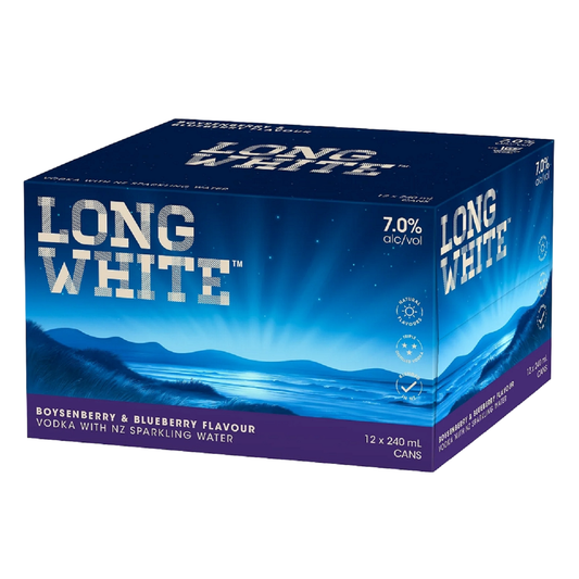 Long White Vodka 7% Boysenberry & Blueberry 12 Pack 240ml Cans