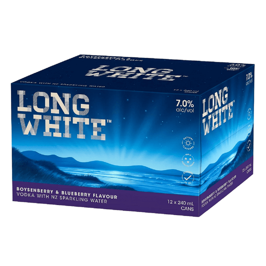 Long White Vodka 7% Boysenberry & Blueberry 12 Pack 240ml Cans