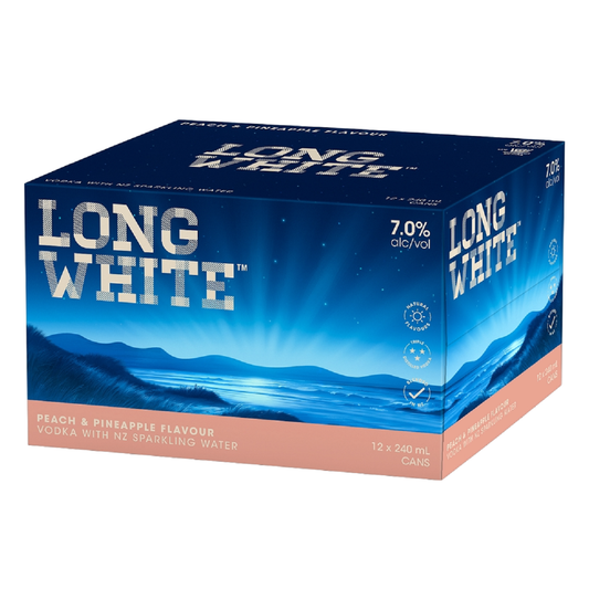 Long White Vodka 7% Peach & Pineapple 12 Pack 240ml Cans