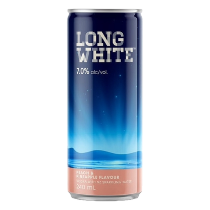 Long White Vodka 7% Peach & Pineapple 12 Pack 240ml Cans