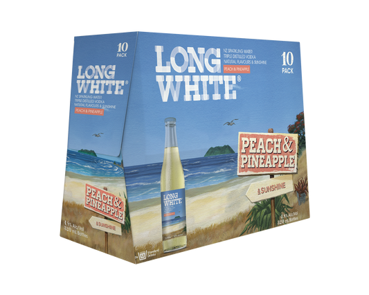 Long White Vodka 4.8% Peach & Pineapple 10 Pack 330mL Bottles - 2nd Top Seller