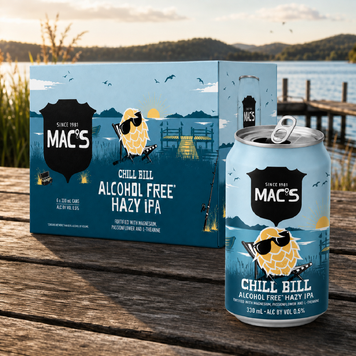 .  Macs Chill Bill Alcohol Free Hazy IPA 6 Pack 330mL Cans (New) (Due Now)