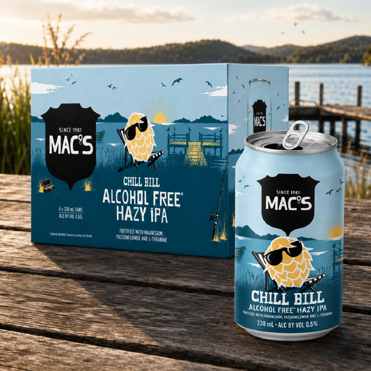 .Macs Chill Bill Alcohol Free Hazy IPA 6 Pack 330mL Cans  (New) (Due 2nd Week September)