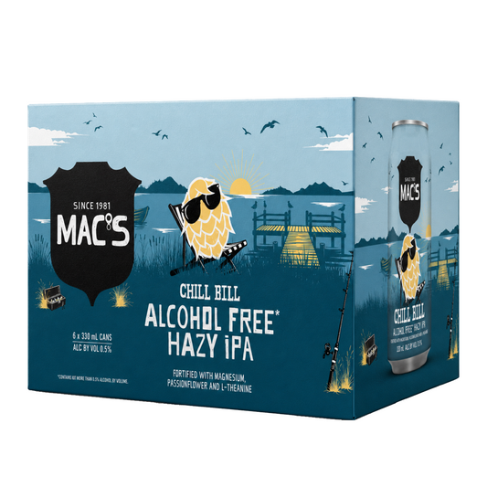 .Macs Chill Bill Alcohol Free Hazy IPA 6 Pack 330mL Cans  (New) (Due 2nd Week September)