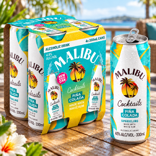 Malibu Pina Colada 4 Pack 330mL Cans (New)