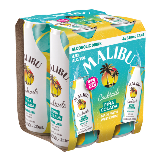 Malibu Pina Colada 4 Pack 330mL Cans (New)