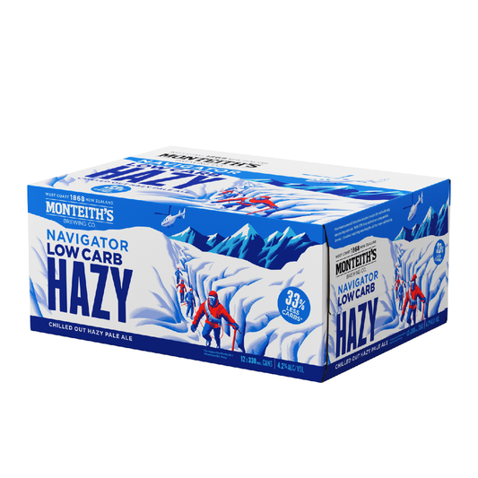 Monteiths Navigator Low Carb Hazy 12 Pack 330mL Cans (New) (HO-BS)