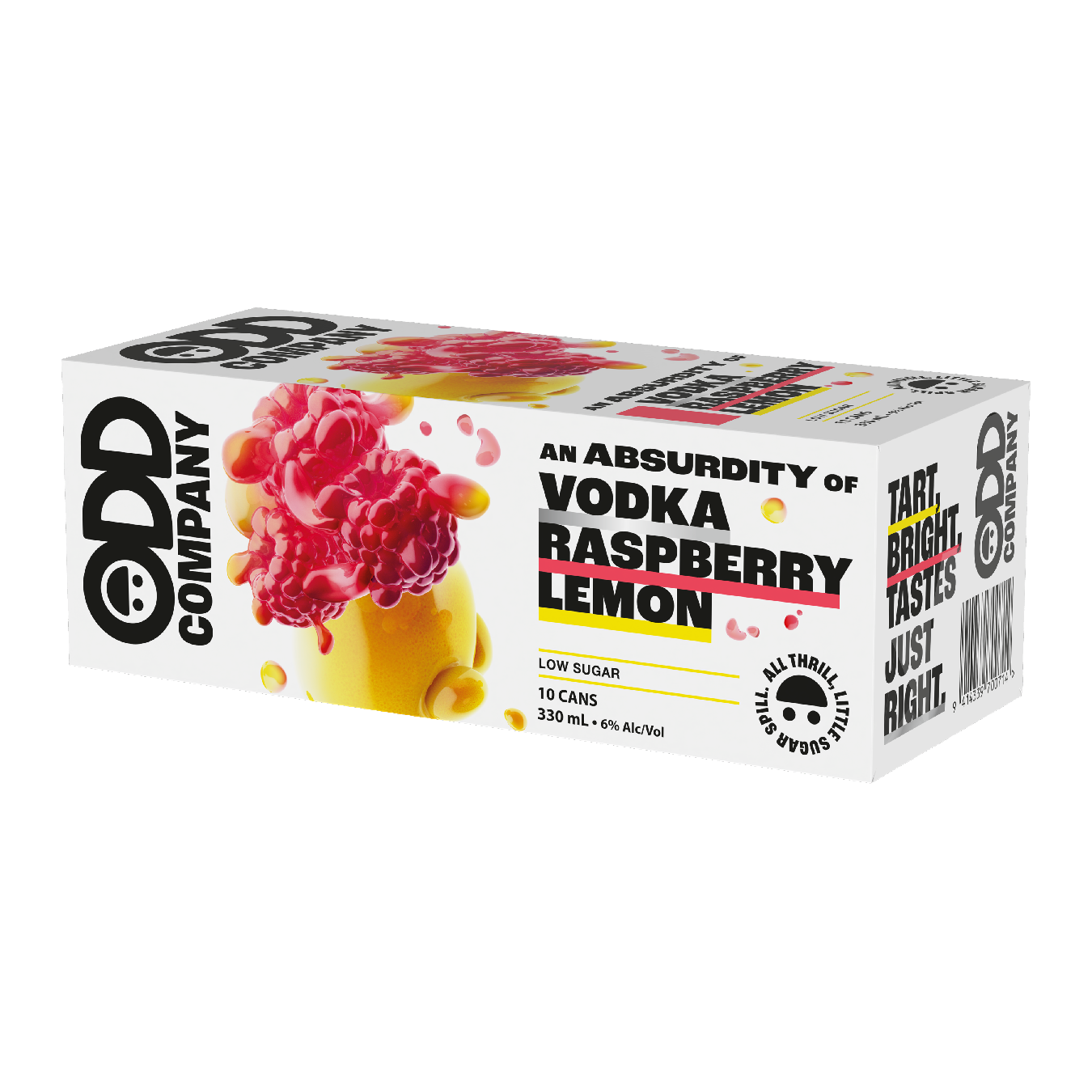 Odd Co Raspberry & Lemon 10 Pack 330mL Cans (New)