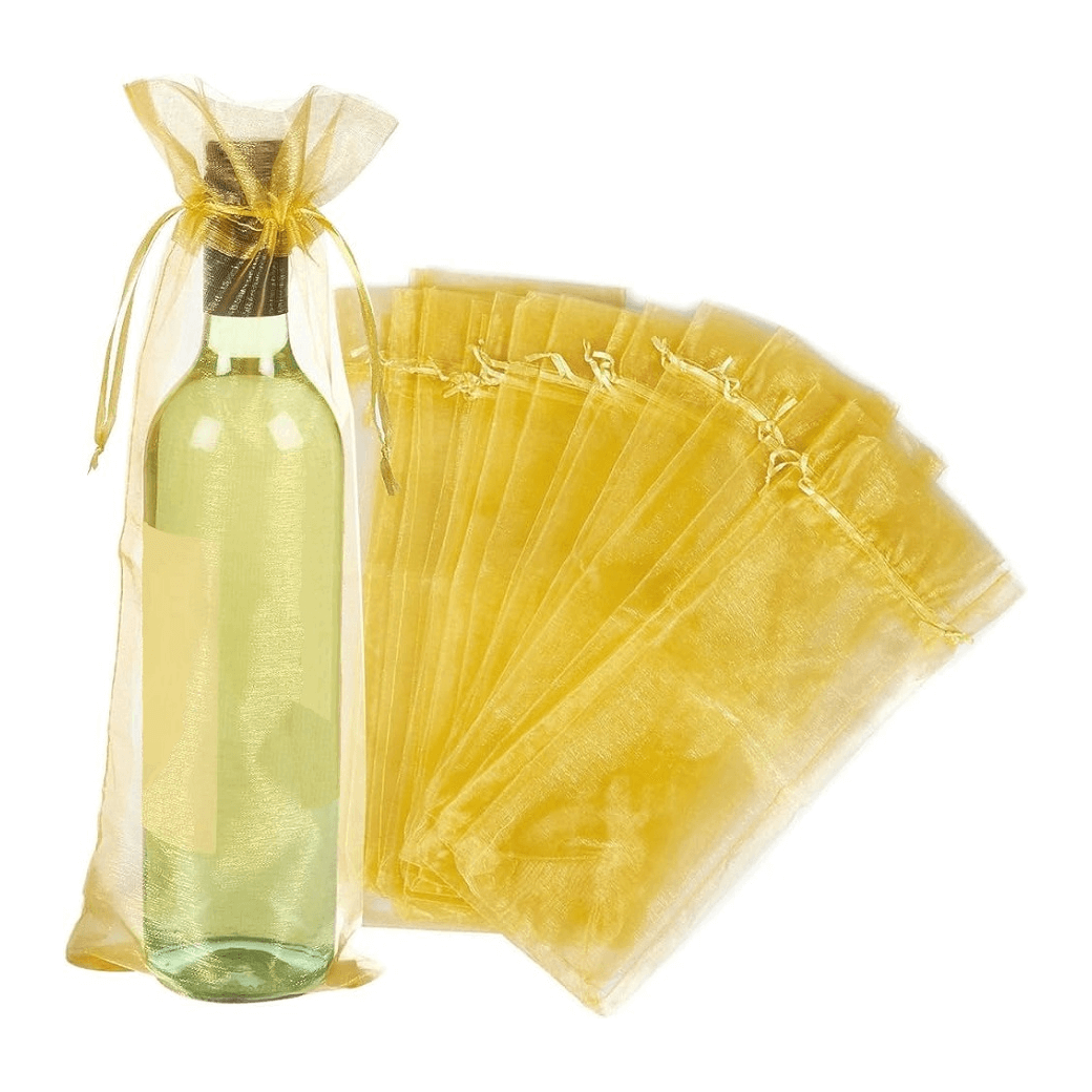 Organza Wine Gold Gift Bags - Thirsty Liquor Tauranga