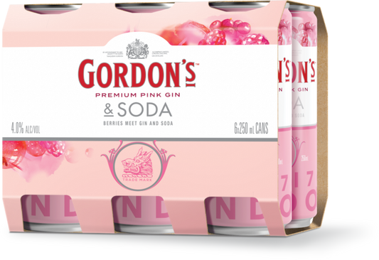 Gordon's Pink Gin & Soda 5.4% 6 Pack 250mL Cans