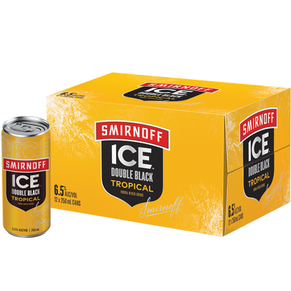 Smirnoff 6% Double Black Tropical 5% 12 Pack 250mL Cans