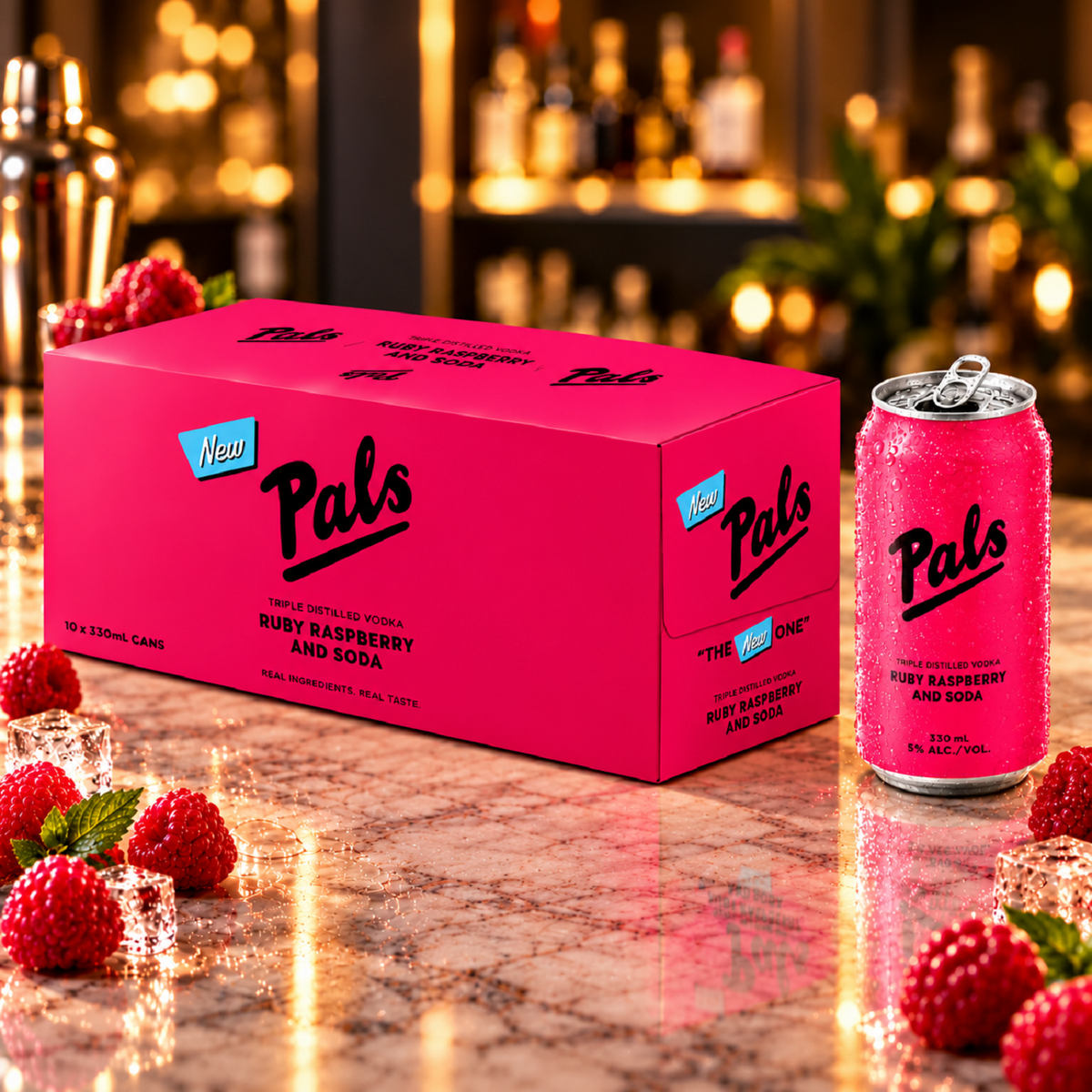 Pals Ruby Raspberry & Soda 10 Pack 330mL Cans (New)