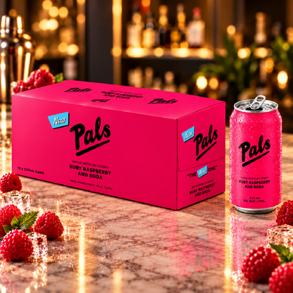 Pals Ruby Raspberry & Soda 10 Pack 330mL Cans (New)