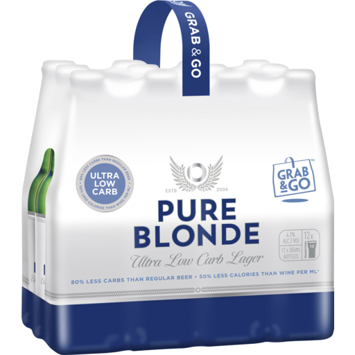 Pure Blonde 12 Pack 4.2% 355ml Bottles - New Packaging