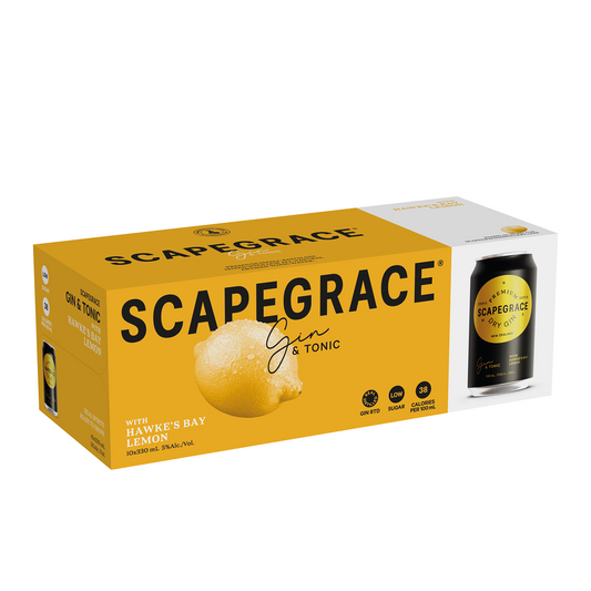 Scapegrace Gin & Tonic With Lemom 10 Pack 330mL Cans (New-TLT)  (HO-BS)