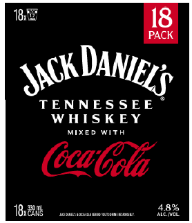 .Jack Daniels & Coke 4.8% 18 Pack 330mL Cans (New) (Coming January 2026)