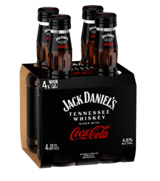 Jack Daniels & Coke 4.8% 4 Pack 330mL Bottles (New) (TLT-WB)