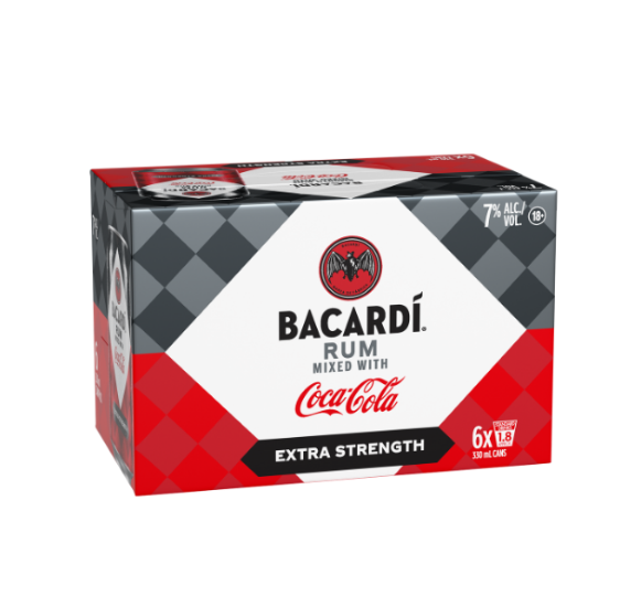 .  Bacardi & Coca-Cola 7% 6 Pack 330 mL Cans (New) (Due Soon)