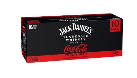 Jack Daniels & ZERO SUGAR Coke 4.8% 10 Pack 330mL Cans (New) (TLT-WB)