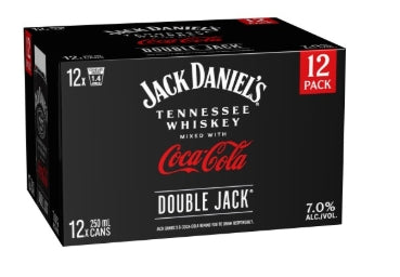 Jack Daniels Double Jack & Coke 7% 12 Pack 250mL Cans (New) (TLT-WB)