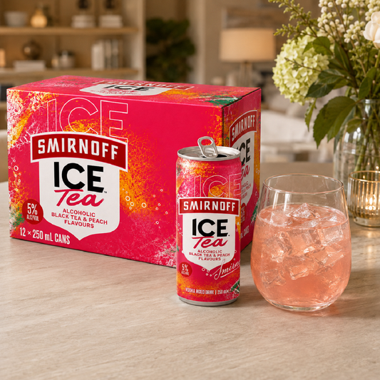 .Smirnoff Ice Peach Tea 5% 12 Pack 250mL Cans (New) (Due End September)