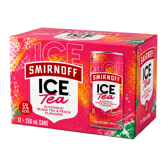 .Smirnoff Ice Peach Tea 5% 12 Pack 250mL Cans (New) (Due End September)