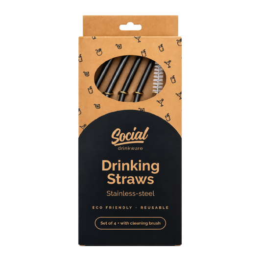 Social Drinkware Metal Straws (Set of 4) (New-TLT)