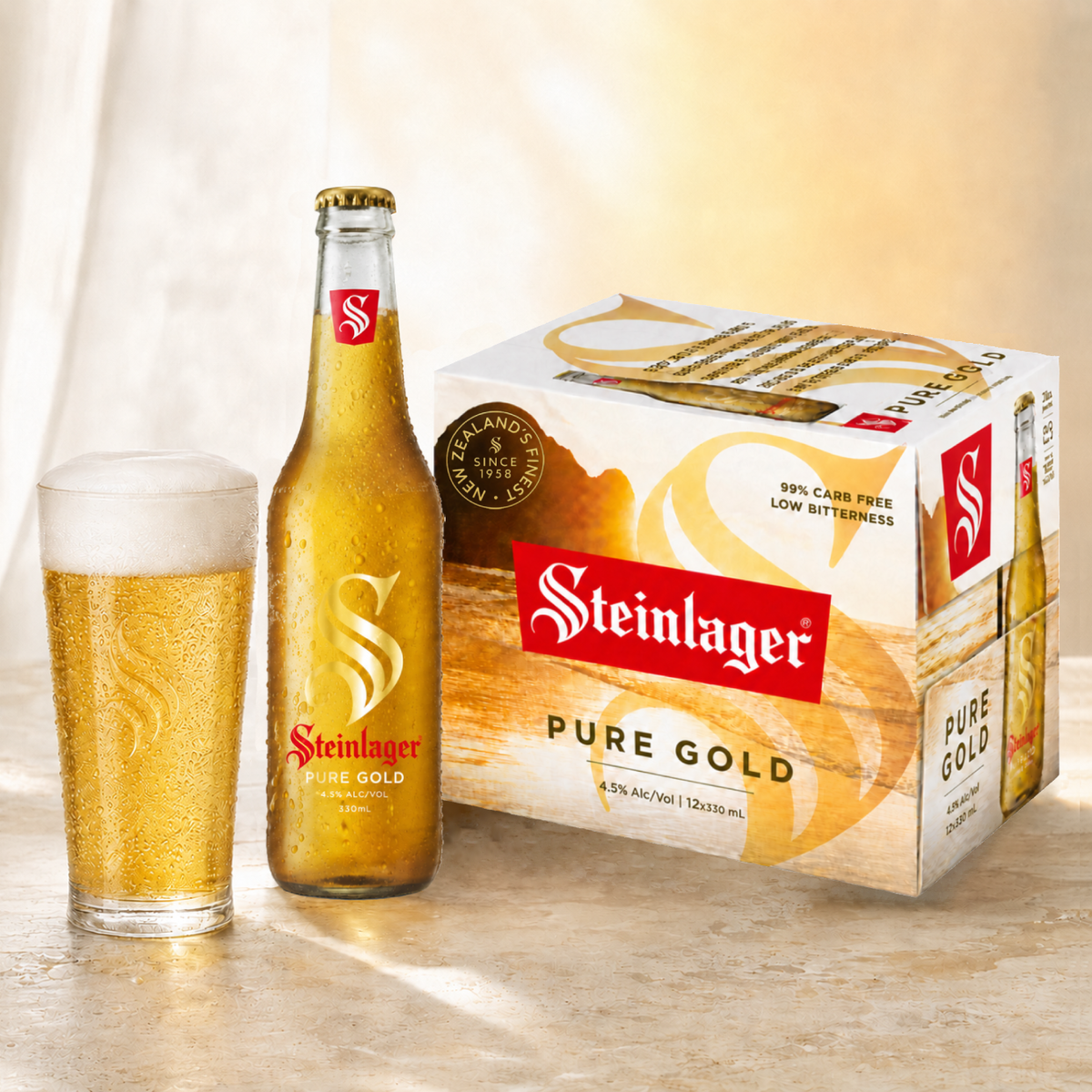.  Steinlager Pure Gold 12 Pack 330mL Bottles (New) (Due End September)