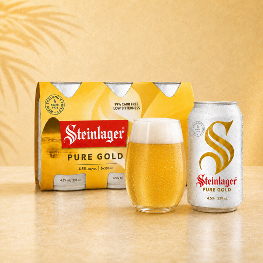 . Steinlager Pure Gold 6 Pack 330mL Cans (New) (Due End September)