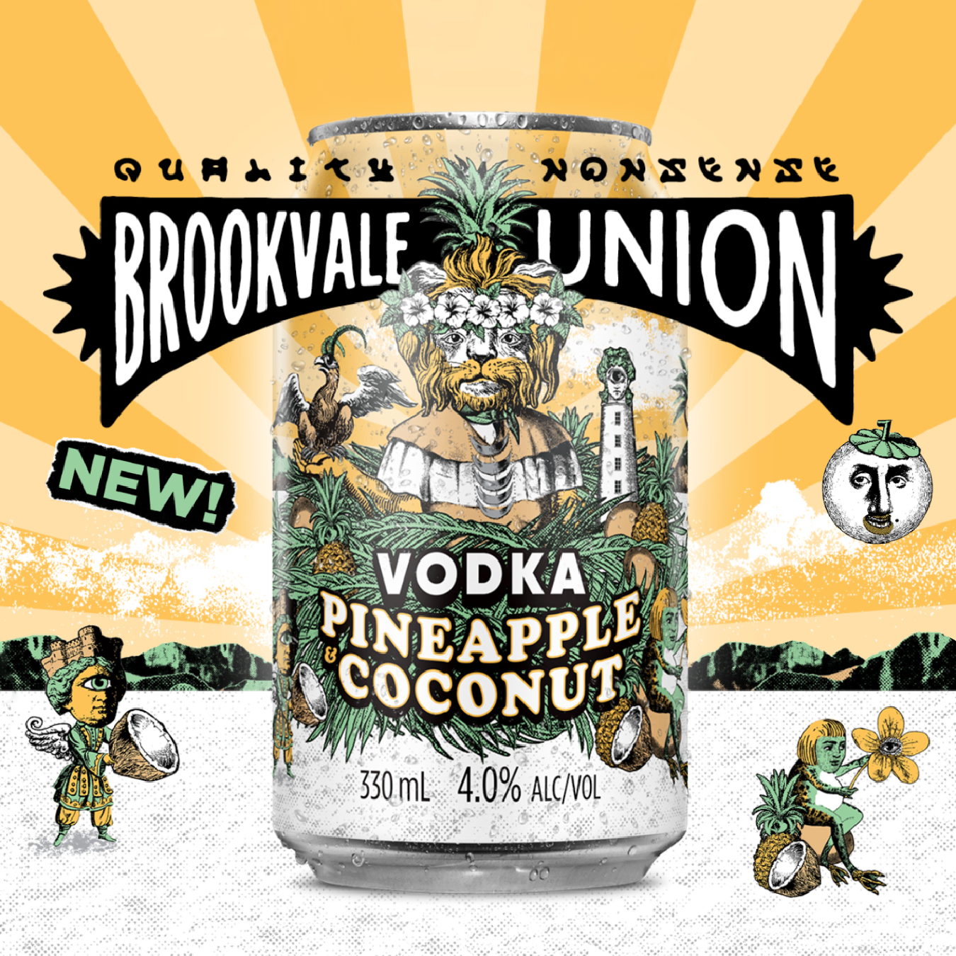 . Brookvale Union Pineapple Coconut 6 Pack 330mL Cans (New) (Due End of February)