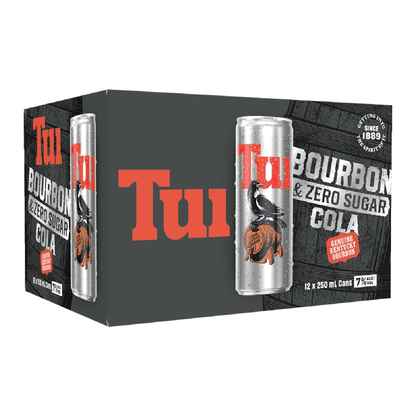 Tui Bourbon & SUGAR FREE Cola 7% 12 Pack 250mL Cans