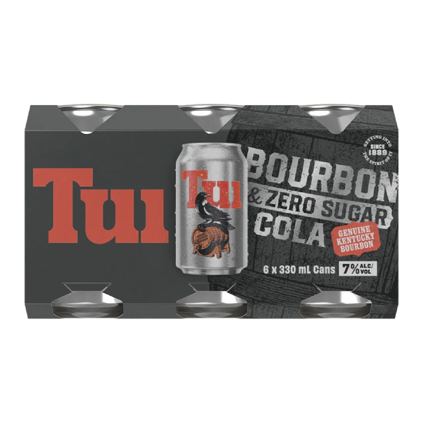 Tui Bourbon & Zero Sugar Cola 7% 6 Pack 330mL Cans