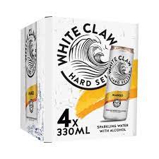 . White Claw Hard Seltzer Mango 4 Pack 355ml Cans (New)