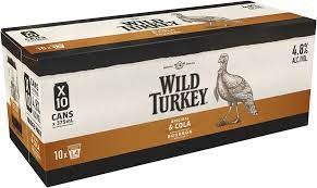 Wild Turkey Original & Cola 4.8% 10 Pack 330ml Cans - Thirsty Liquor Tauranga