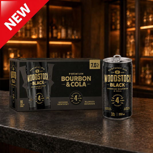 Woodstock 7% Black Bourbon & Cola 10 Pack 250mL Cans (New) (1st Week September)