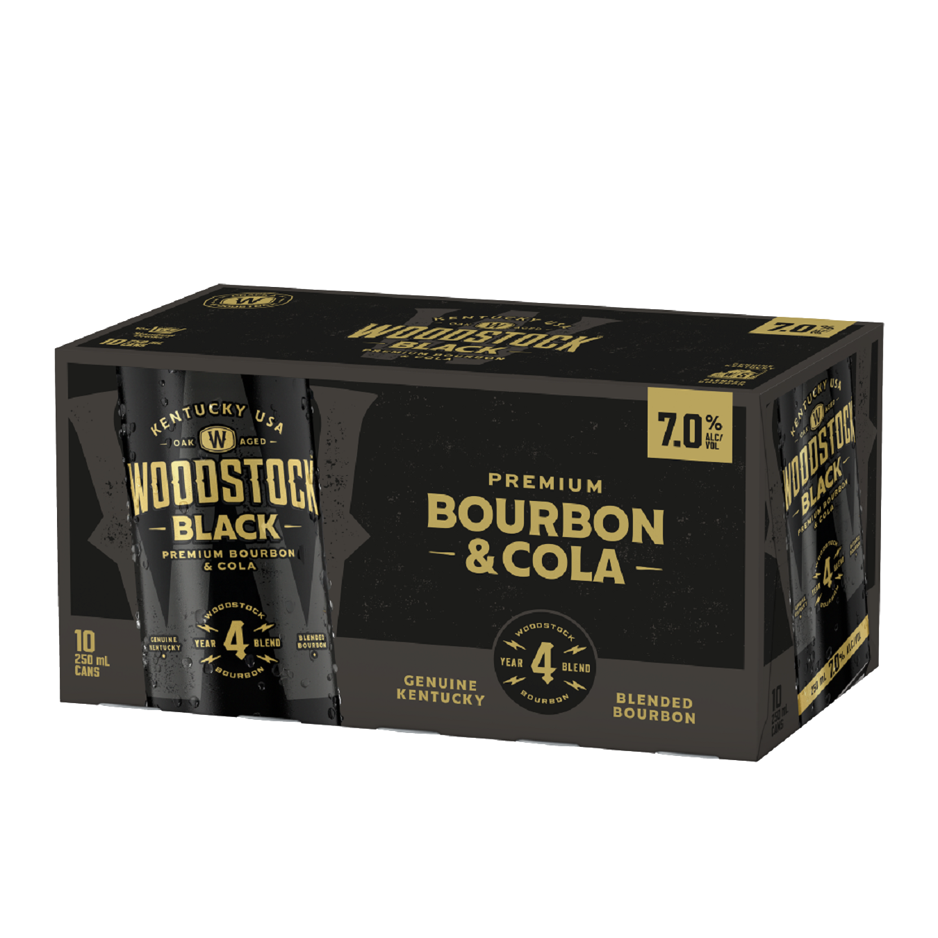 Woodstock 7% Black Bourbon & Cola 10 Pack 250mL Cans (New) (1st Week September)