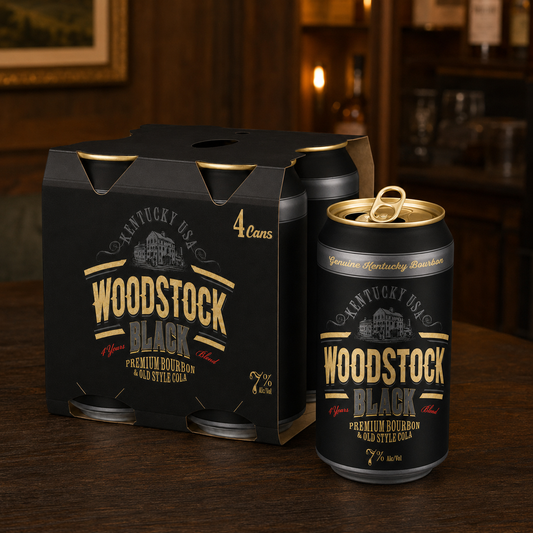 Woodstock Black Bourbon & Cola 7% 4 Year Old 4 Pack 330mL Cans - (S-EOL)