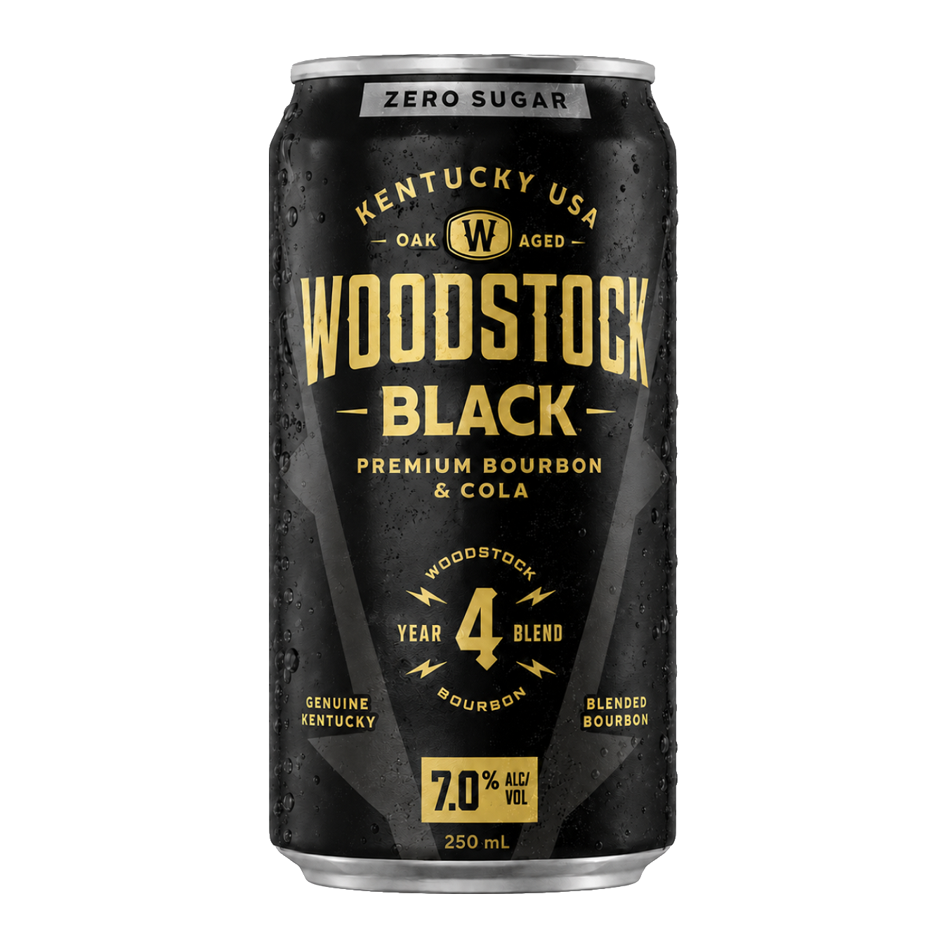 Woodstock 7% Black Bourbon & Cola SUGAR FREE 10 Pack 250mLCans (New) (1st Week September)