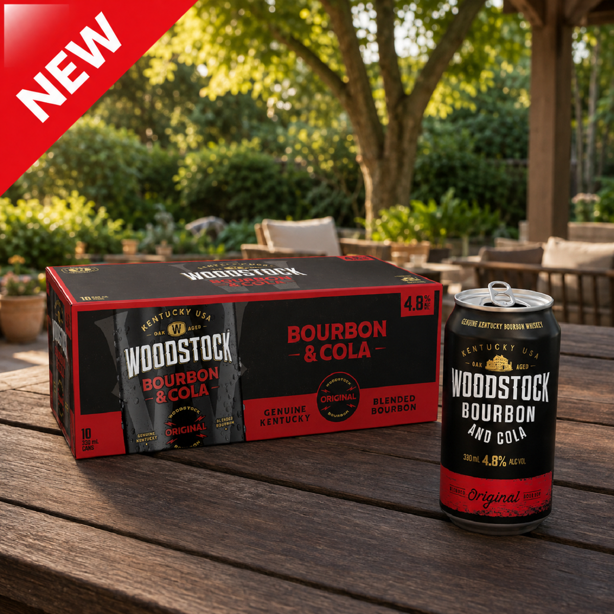 Woodstock 4.8% Bourbon & Cola 10 Pack 330mL Cans (New)