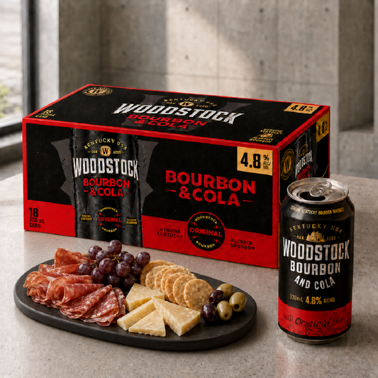 .  Woodstock Bourbon& Cola 4.8% 18 Pack 330mL Cans (New) (1st Week September)