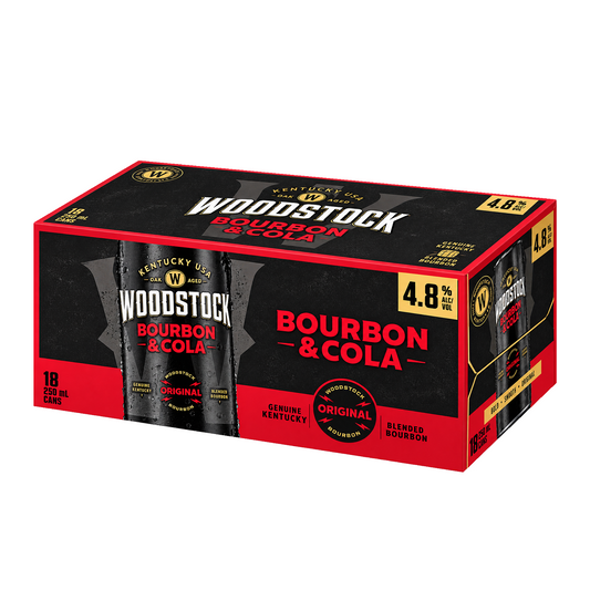 .  Woodstock 4.8% Bourbon % Cola 18 Pack 330mL Cans (New) (1st Week September)