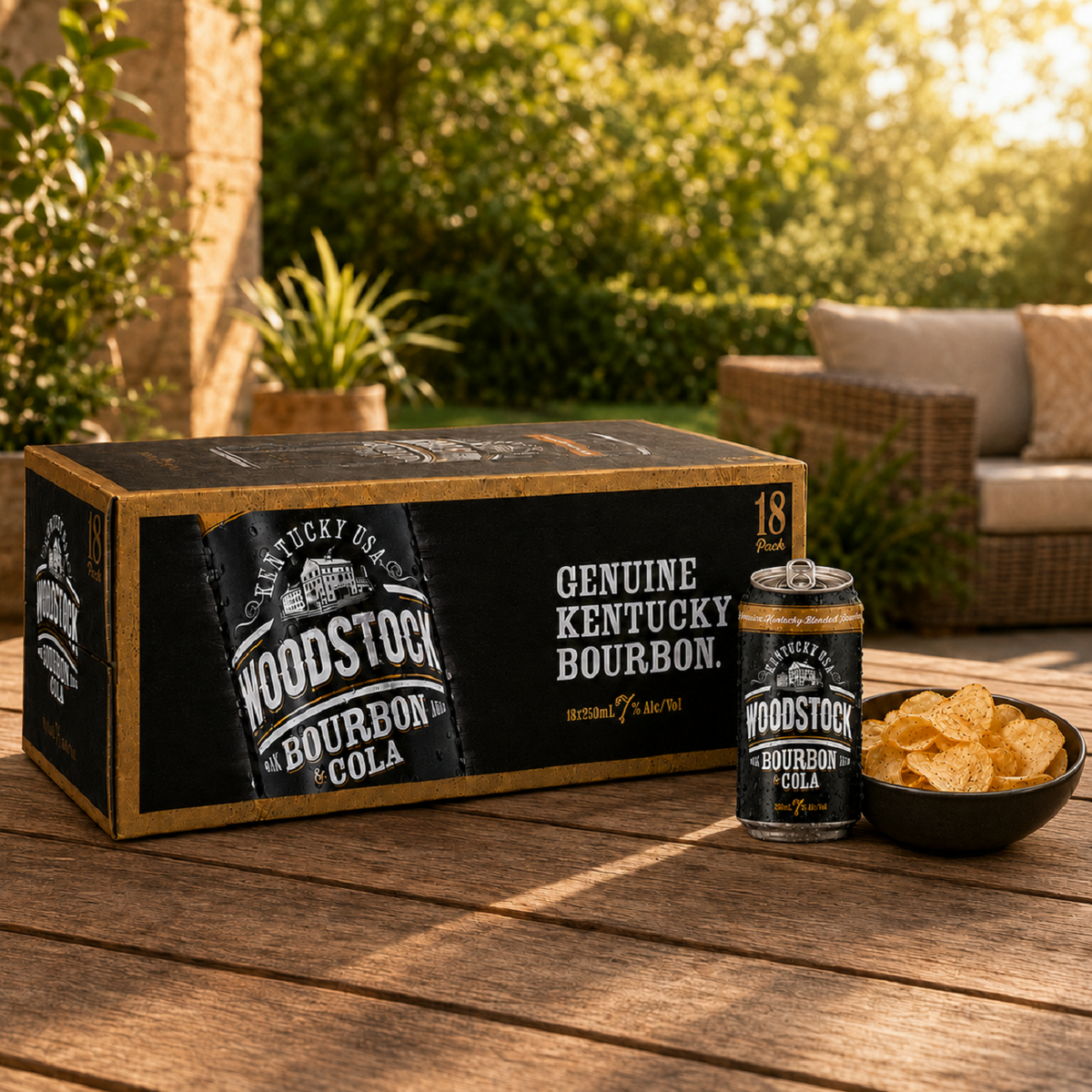 Woodstock 7% Bourbon & Cola 18 Pack 250mL Cans (New Packaging)