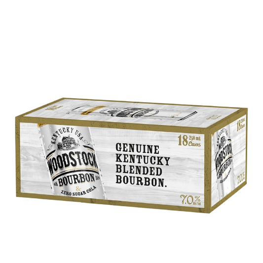 Woodstock 7% Bourbon & Cola SUGAR FREE 18 Pack 250mL Cans