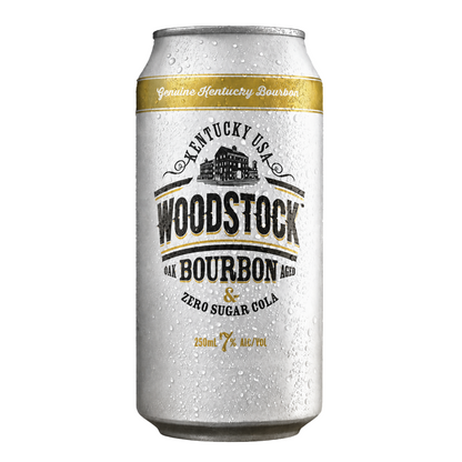 Woodstock 7% Bourbon & Cola SUGAR FREE 18 Pack 250mL Cans (New Packaging)